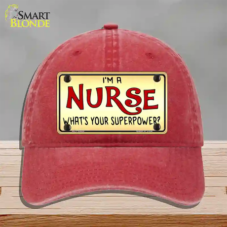 Im A Nurse Tan Novelty License Plate Hat Unconstructed Cotton / Red