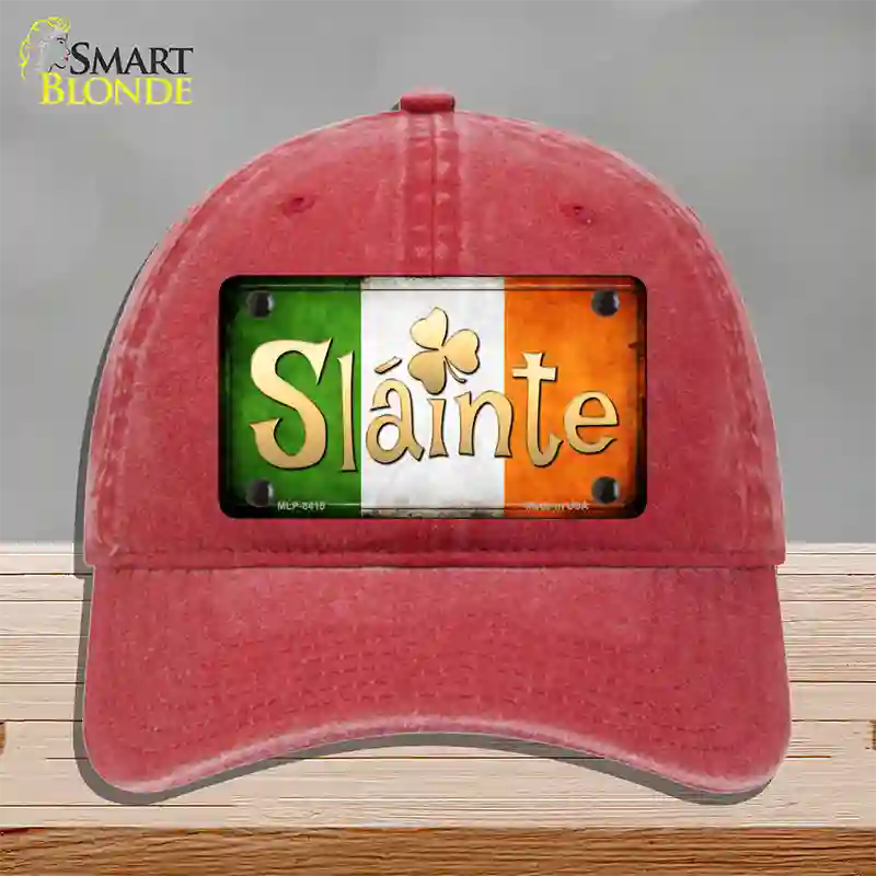 Slainte Novelty License Plate Hat Unconstructed Cotton / Red