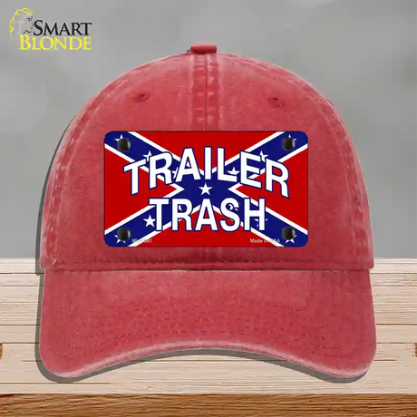 Trailer Trash Confederate Flag Novelty License Plate Hat Unconstructed Cotton / Red