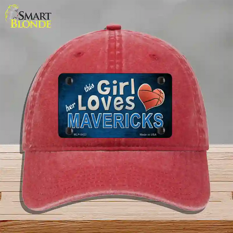 This Girl Loves Her Mavericks Novelty License Plate Hat Unconstructed Cotton / Red