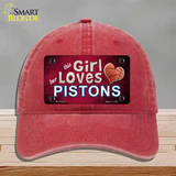 This Girl Loves Her Pistons Novelty License Plate Hat Unconstructed Cotton / Red