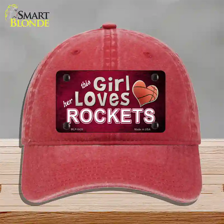 This Girl Loves Her Rockets Novelty License Plate Hat Unconstructed Cotton / Red