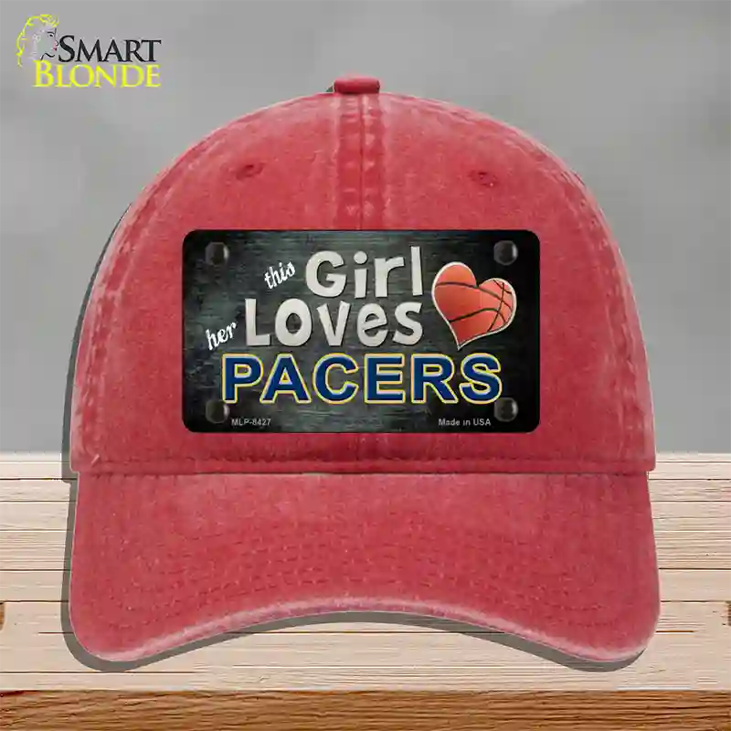 This Girl Loves Her Pacers Novelty License Plate Hat Unconstructed Cotton / Red