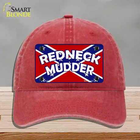 Redneck Mudder Novelty License Plate Hat Unconstructed Cotton / Red