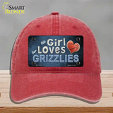 This Girl Loves Her Grizzlies Novelty License Plate Hat Unconstructed Cotton / Red