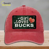 This Girl Loves Her Bucks Novelty License Plate Hat Unconstructed Cotton / Red