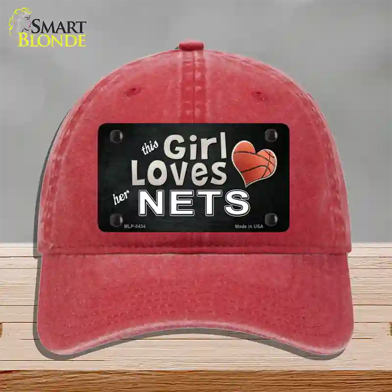 This Girl Loves Her Nets Novelty License Plate Hat Unconstructed Cotton / Red