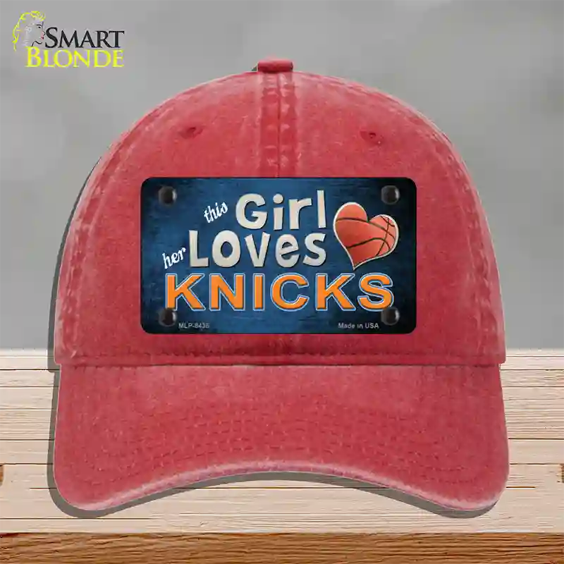 This Girl Loves Her Knicks Novelty License Plate Hat Unconstructed Cotton / Red