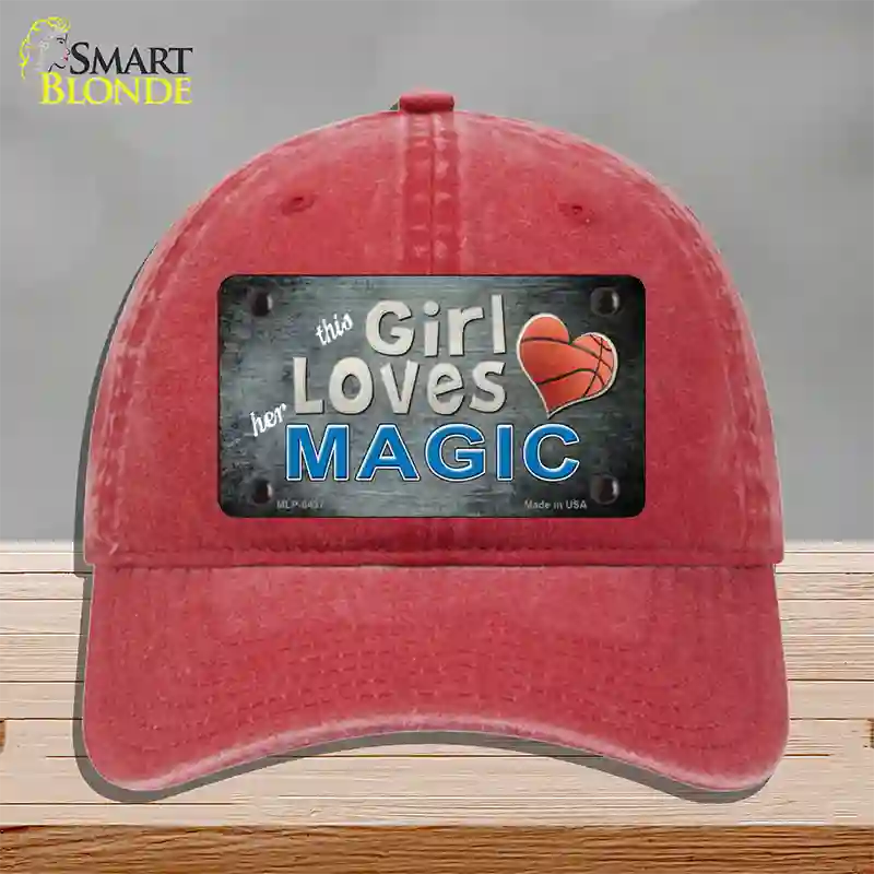 This Girl Loves Her Magic Novelty License Plate Hat Unconstructed Cotton / Red