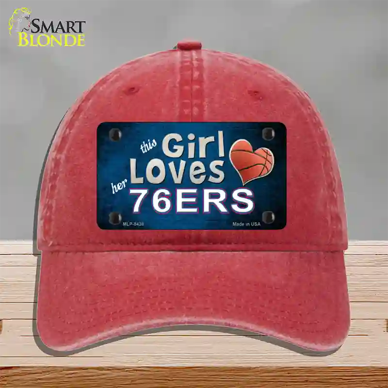 This Girl Loves Her 76ers Novelty License Plate Hat Unconstructed Cotton / Red