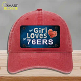 This Girl Loves Her 76ers Novelty License Plate Hat Unconstructed Cotton / Red