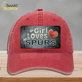 This Girl Loves Her Spurs Novelty License Plate Hat Unconstructed Cotton / Red