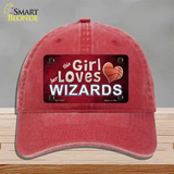 This Girl Loves Her Wizards Novelty License Plate Hat Unconstructed Cotton / Red