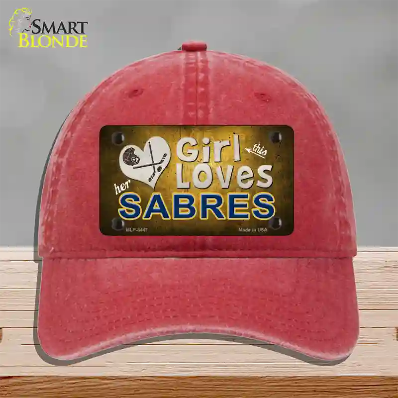 This Girl Loves Her Sabres Novelty License Plate Hat Unconstructed Cotton / Red