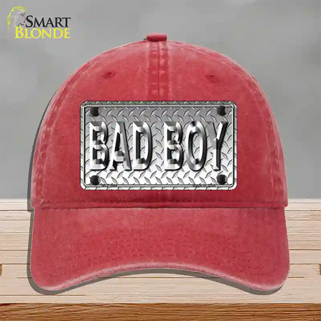 Bad Boy Diamond Novelty License Plate Hat Unconstructed Cotton / Red