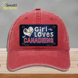 This Girl Loves Her Canadiens Novelty License Plate Hat Unconstructed Cotton / Red