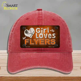 This Girl Loves Her Flyers Novelty License Plate Hat Unconstructed Cotton / Red