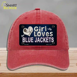 This Girl Loves Her Blue Jackets Novelty License Plate Hat Unconstructed Cotton / Red