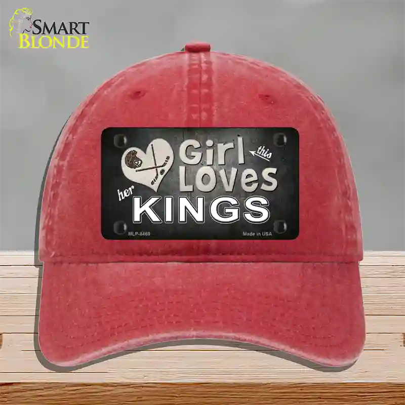 This Girl Loves Her Kings Hockey Novelty License Plate Hat Unconstructed Cotton / Red