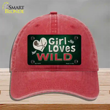 This Girl Loves Her Wild Novelty License Plate Hat Unconstructed Cotton / Red