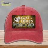 This Girl Loves Her Predators Novelty License Plate Hat Unconstructed Cotton / Red