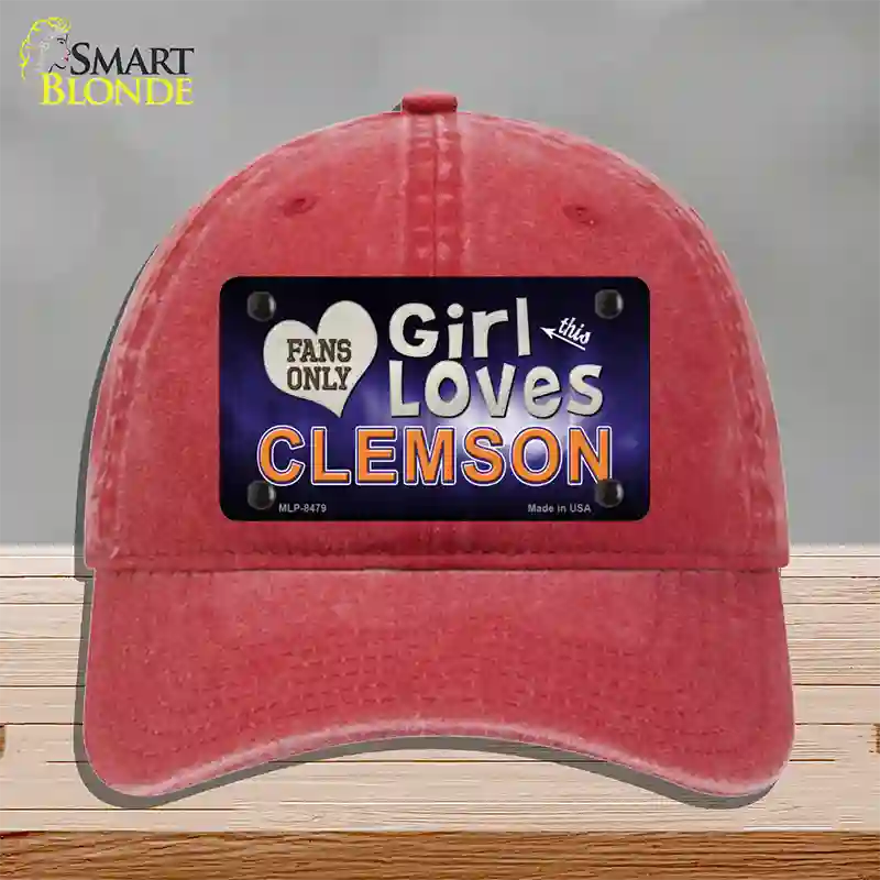 This Girl Loves Clemson Novelty License Plate Hat Unconstructed Cotton / Red