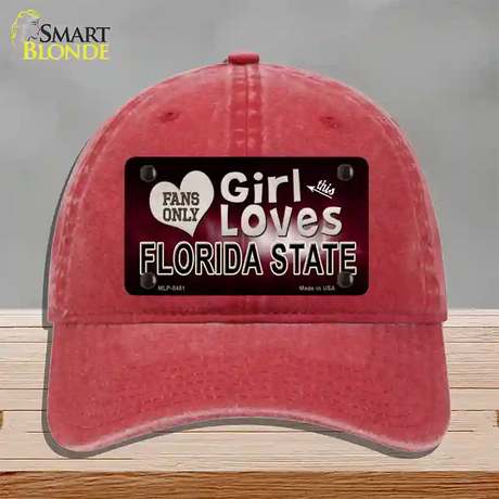 This Girl Loves Florida State Novelty License Plate Hat Unconstructed Cotton / Red