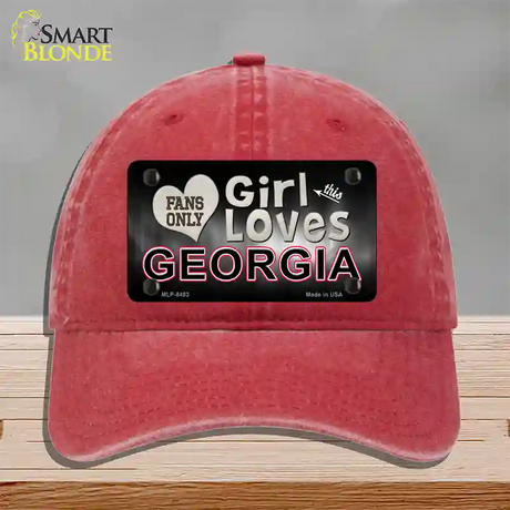 This Girl Loves Georgia Novelty License Plate Hat Unconstructed Cotton / Red