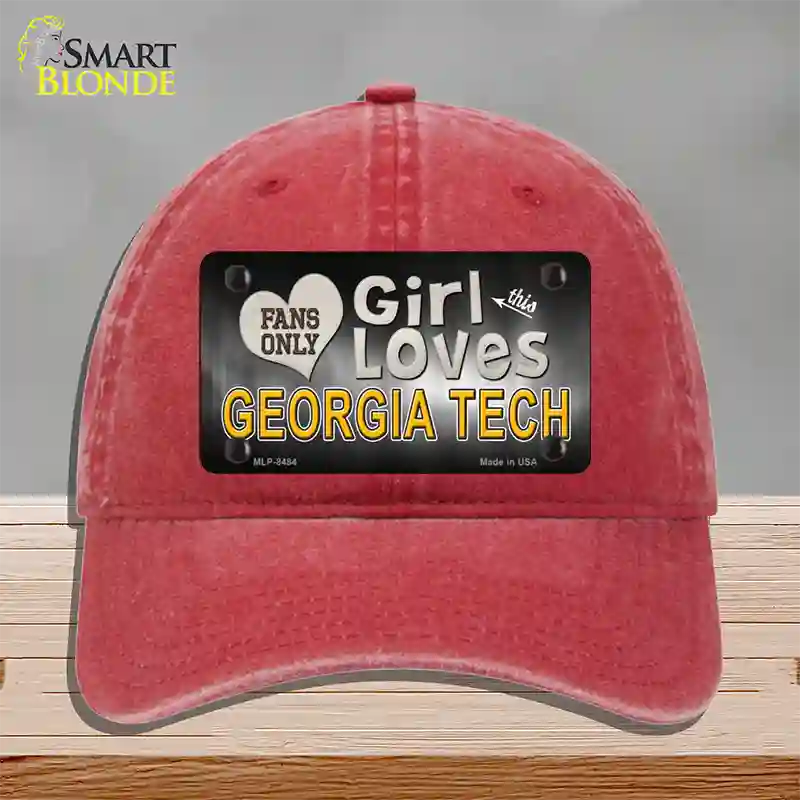 This Girl Loves Georgia Tech Novelty License Plate Hat Unconstructed Cotton / Red