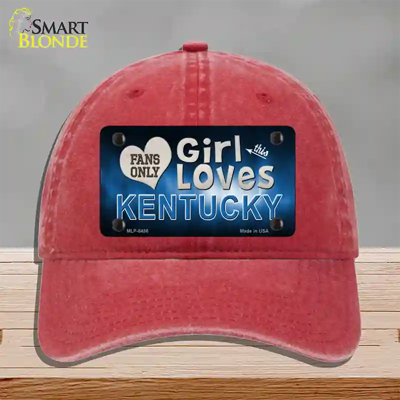 This Girl Loves Kentucky Novelty License Plate Hat Unconstructed Cotton / Red