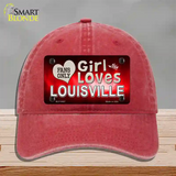 This Girl Loves Louisville Novelty License Plate Hat Unconstructed Cotton / Red