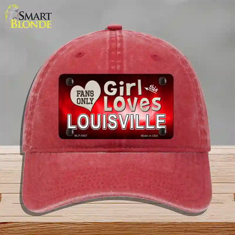 This Girl Loves Louisville Novelty License Plate Hat Unconstructed Cotton / Red