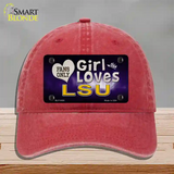 This Girl Loves LSU Novelty License Plate Hat Unconstructed Cotton / Red