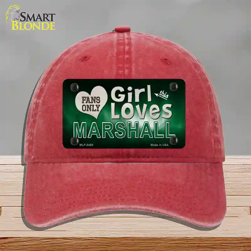 This Girl Loves Marshall Novelty License Plate Hat Unconstructed Cotton / Red