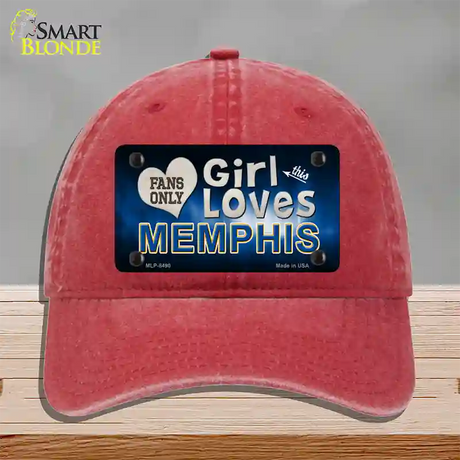 This Girl Loves Memphis Novelty License Plate Hat Unconstructed Cotton / Red