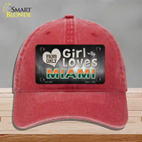 This Girl Loves Miami Novelty License Plate Hat Unconstructed Cotton / Red