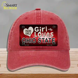 This Girl Loves Ohio State Novelty License Plate Hat Unconstructed Cotton / Red