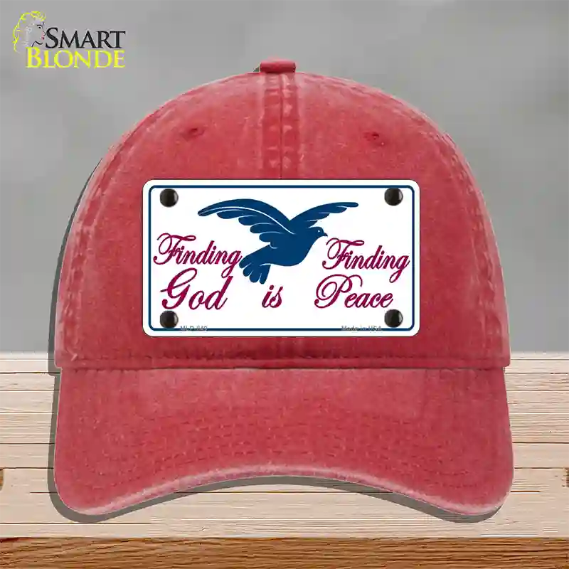 Finding God Finding Peace Novelty License Plate Hat Unconstructed Cotton / Red