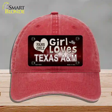 This Girl Loves Texas A&M Novelty License Plate Hat Unconstructed Cotton / Red