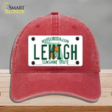 Lehigh FL Novelty License Plate Hat Unconstructed Cotton / Red