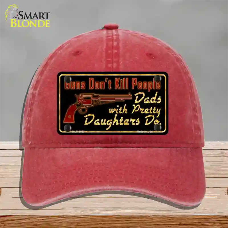 Guns Dont Kill People Novelty License Plate Hat Unconstructed Cotton / Red