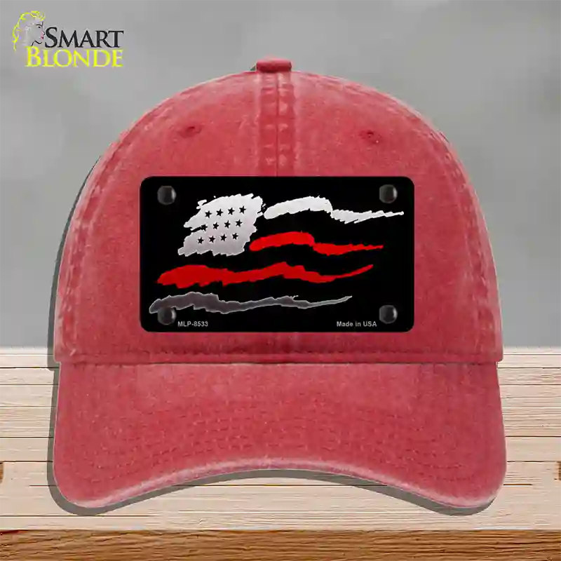 Thin Red Line Flag Novelty License Plate Hat Unconstructed Cotton / Red