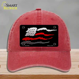 Thin Red Line Flag Novelty License Plate Hat Unconstructed Cotton / Red