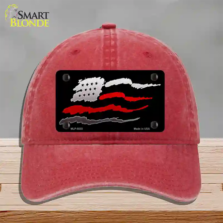 Thin Red Line Flag Novelty License Plate Hat Unconstructed Cotton / Red