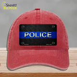 Police Thin Blue Line Novelty License Plate Hat Unconstructed Cotton / Red