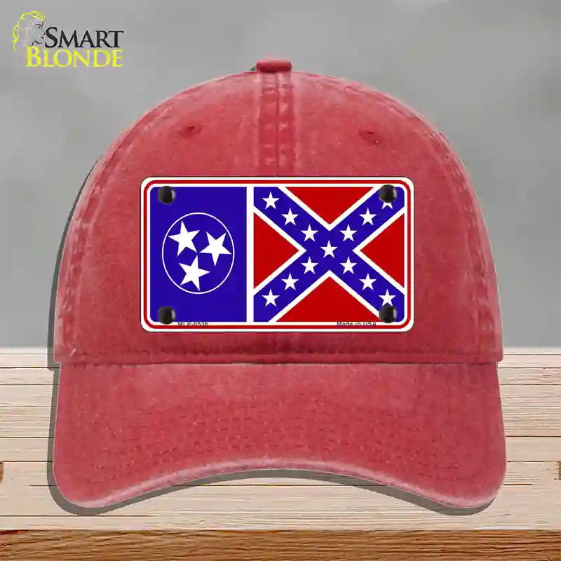 Confederate Flag Tennessee Novelty License Plate Hat Unconstructed Cotton / Red