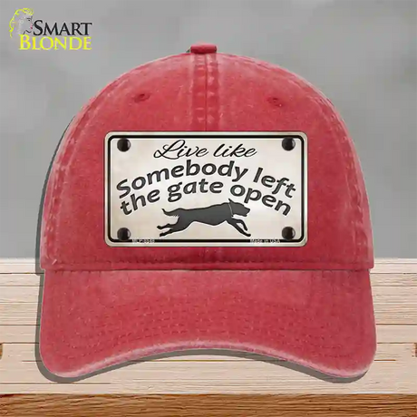 Gate Open Novelty License Plate Hat Unconstructed Cotton / Red