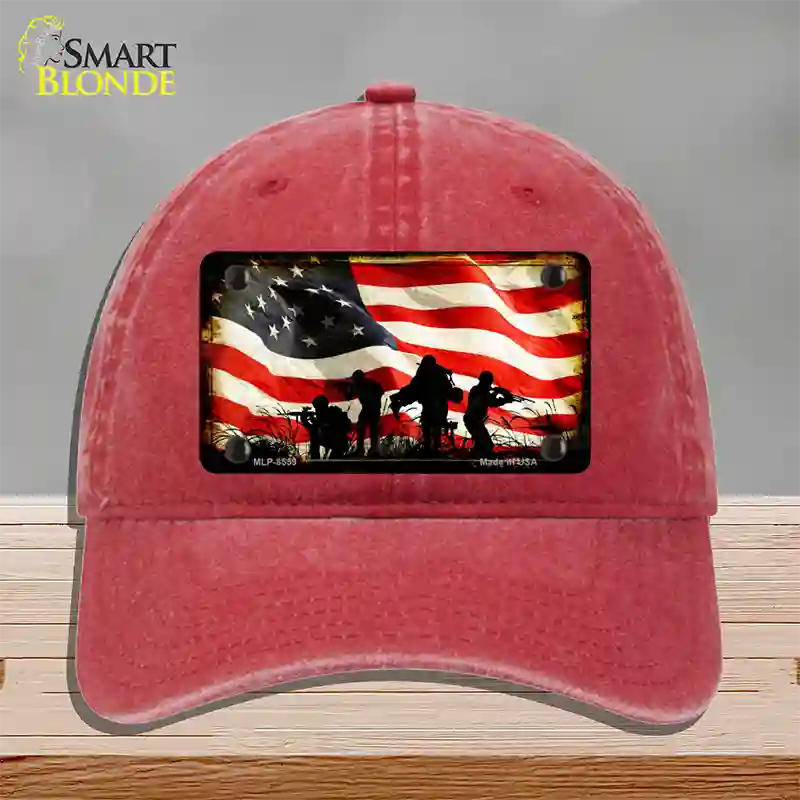 American Freedom Fighters Novelty License Plate Hat Unconstructed Cotton / Red