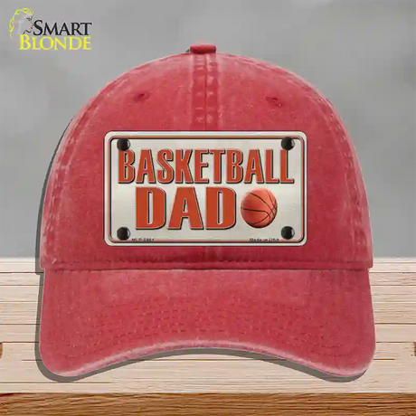 Basketball Dad Novelty License Plate Hat Unconstructed Cotton / Red