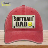 Softball Dad Novelty License Plate Hat Unconstructed Cotton / Red